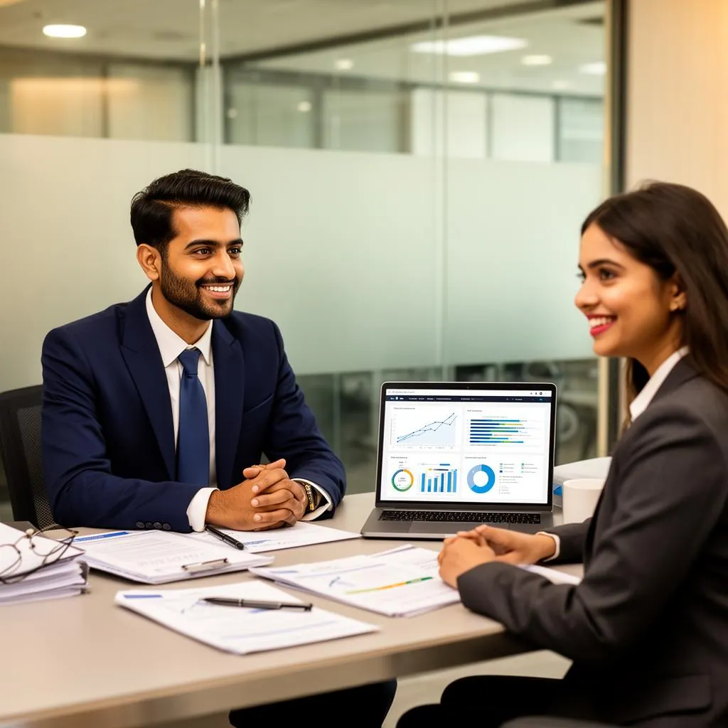 Chartered Accountant consulting with a business client at UKUBERA