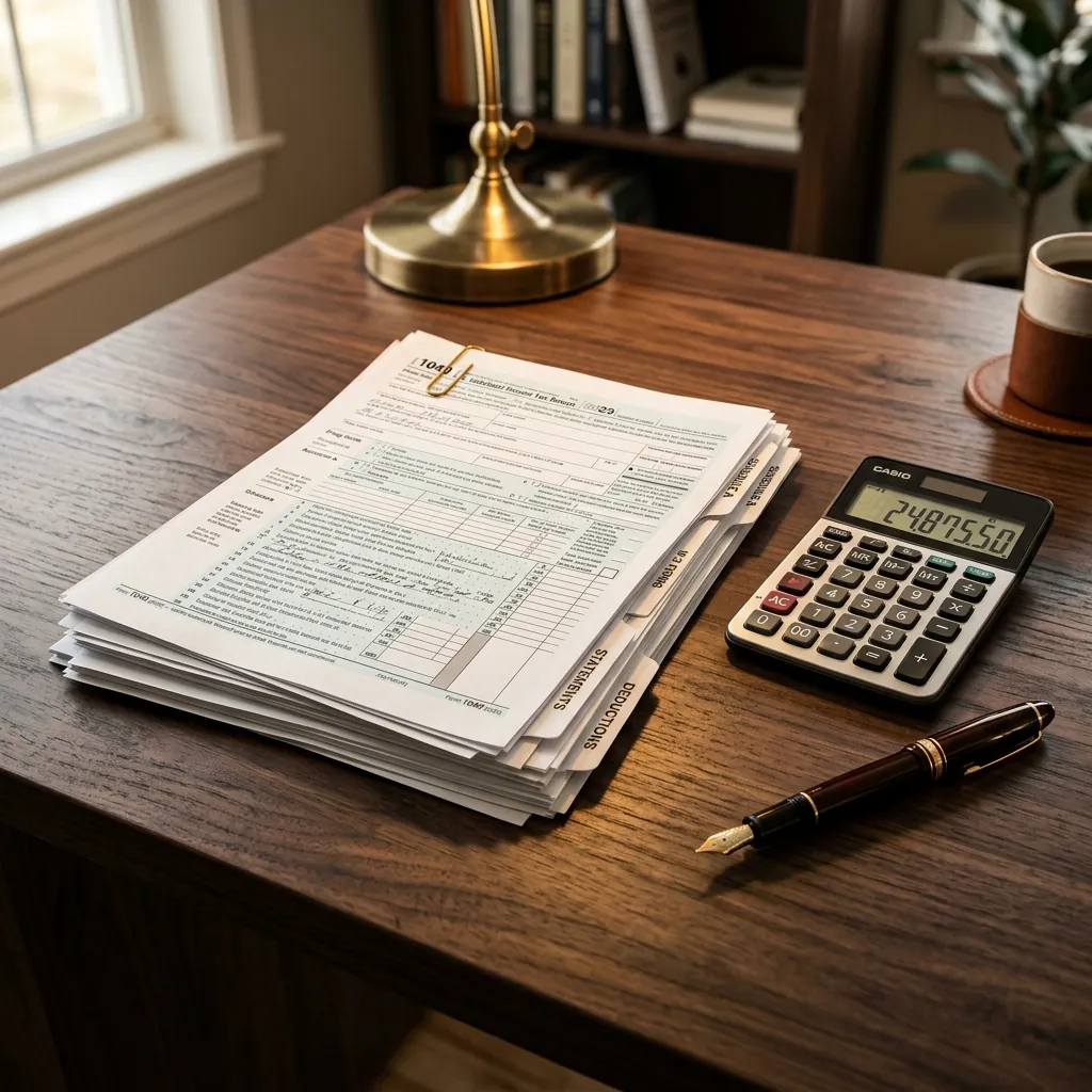 Chartered Accountant reviewing Income Tax Return documents at UKUBERA